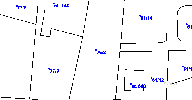 Parcela st. 76/2 v KÚ Dražice u Tábora, Katastrální mapa