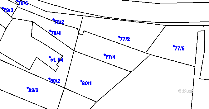 Parcela st. 77/4 v KÚ Dražice u Tábora, Katastrální mapa