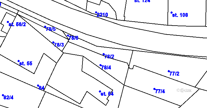 Parcela st. 78/2 v KÚ Dražice u Tábora, Katastrální mapa