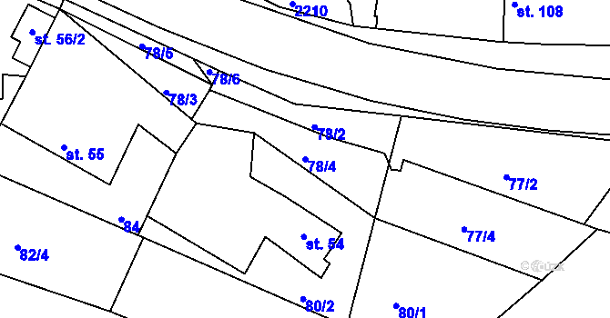 Parcela st. 78/4 v KÚ Dražice u Tábora, Katastrální mapa