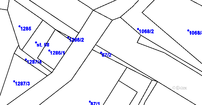 Parcela st. 87/2 v KÚ Dražice u Tábora, Katastrální mapa
