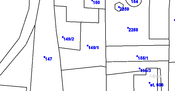 Parcela st. 149/1 v KÚ Dražice u Tábora, Katastrální mapa