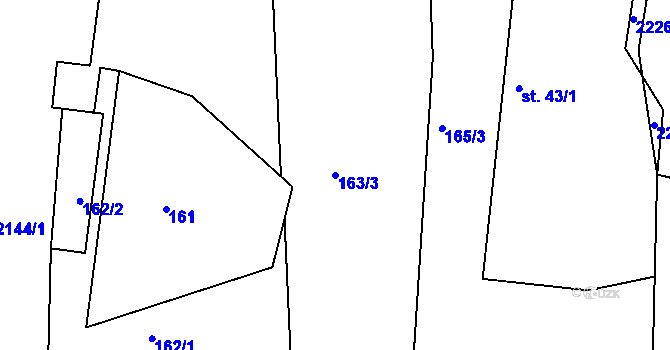Parcela st. 163/3 v KÚ Dražice u Tábora, Katastrální mapa