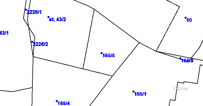 Parcela st. 165/5 v KÚ Dražice u Tábora, Katastrální mapa