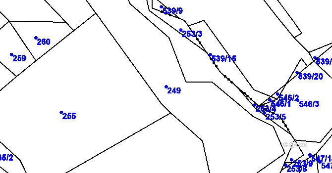 Parcela st. 249 v KÚ Dražice u Tábora, Katastrální mapa