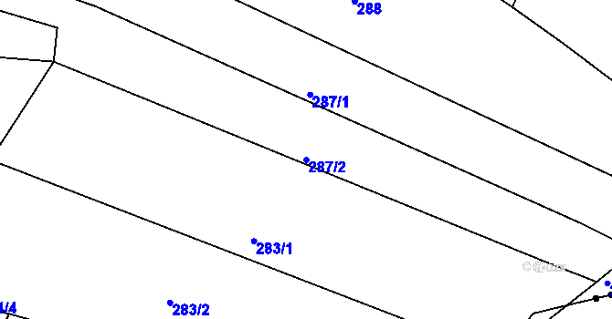 Parcela st. 287/2 v KÚ Dražice u Tábora, Katastrální mapa