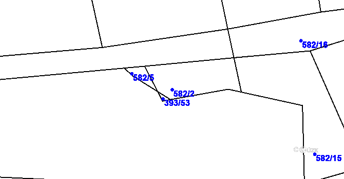 Parcela st. 582/2 v KÚ Dražice u Tábora, Katastrální mapa