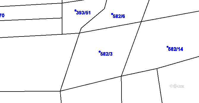 Parcela st. 582/3 v KÚ Dražice u Tábora, Katastrální mapa