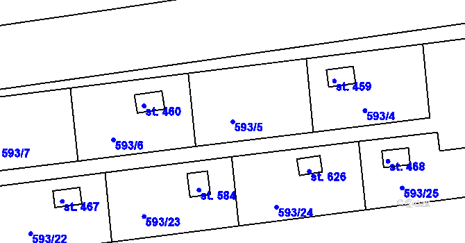 Parcela st. 593/5 v KÚ Dražice u Tábora, Katastrální mapa