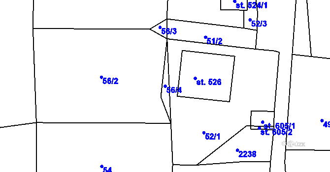 Parcela st. 56/4 v KÚ Dražice u Tábora, Katastrální mapa