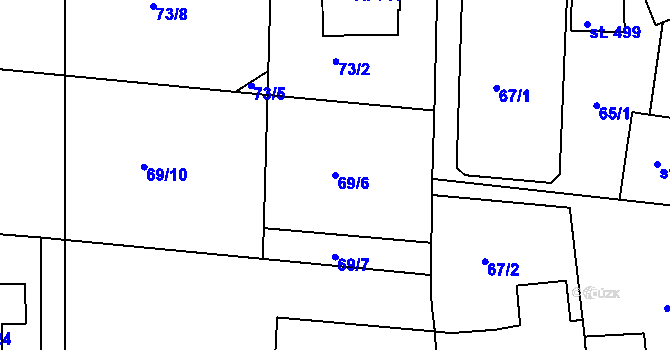 Parcela st. 69/6 v KÚ Dražice u Tábora, Katastrální mapa