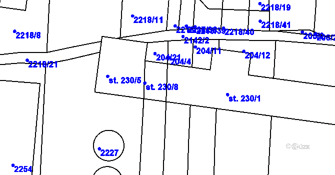 Parcela st. 230/4 v KÚ Dražice u Tábora, Katastrální mapa