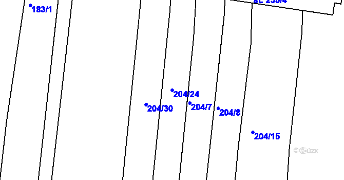 Parcela st. 204/24 v KÚ Dražice u Tábora, Katastrální mapa