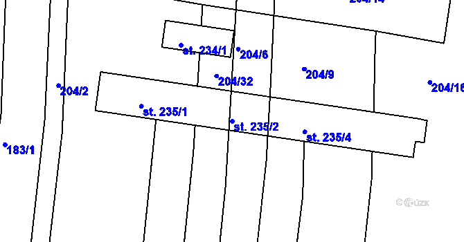 Parcela st. 235/2 v KÚ Dražice u Tábora, Katastrální mapa