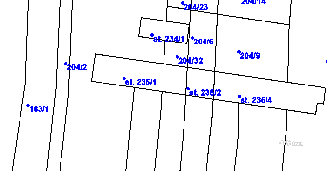 Parcela st. 235/6 v KÚ Dražice u Tábora, Katastrální mapa