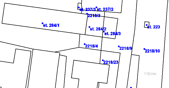 Parcela st. 2218/4 v KÚ Dražice u Tábora, Katastrální mapa