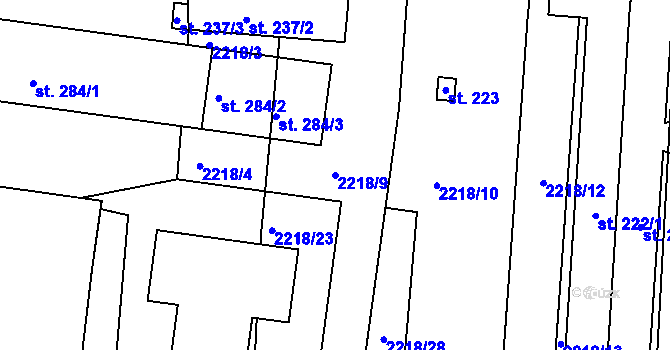 Parcela st. 2218/9 v KÚ Dražice u Tábora, Katastrální mapa