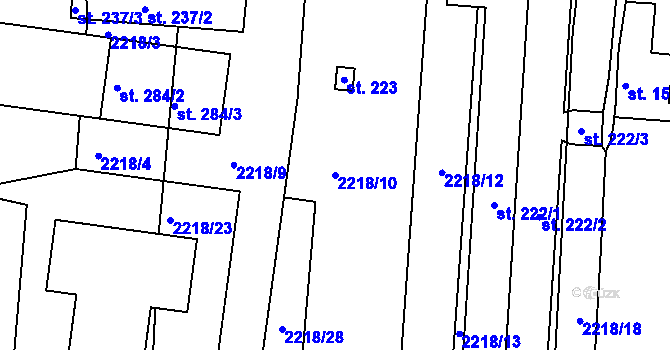 Parcela st. 2218/10 v KÚ Dražice u Tábora, Katastrální mapa