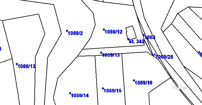 Parcela st. 1059/13 v KÚ Dražice u Tábora, Katastrální mapa