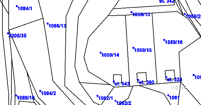 Parcela st. 1059/14 v KÚ Dražice u Tábora, Katastrální mapa