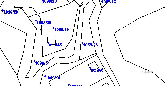 Parcela st. 1059/23 v KÚ Dražice u Tábora, Katastrální mapa