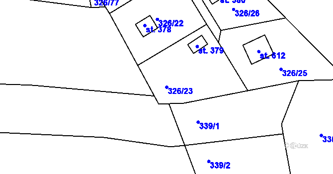 Parcela st. 326/23 v KÚ Dražice u Tábora, Katastrální mapa