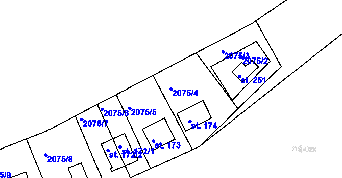 Parcela st. 2075/4 v KÚ Dražice u Tábora, Katastrální mapa