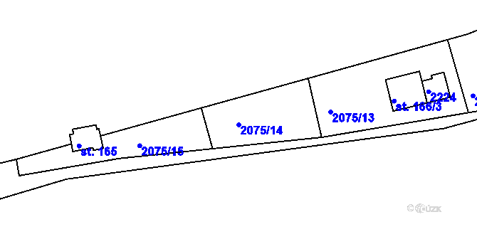 Parcela st. 2075/14 v KÚ Dražice u Tábora, Katastrální mapa