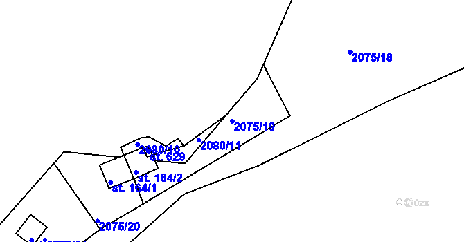 Parcela st. 2075/19 v KÚ Dražice u Tábora, Katastrální mapa