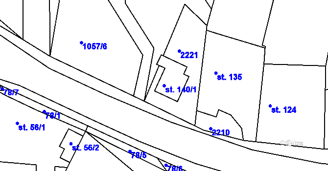 Parcela st. 140/1 v KÚ Dražice u Tábora, Katastrální mapa