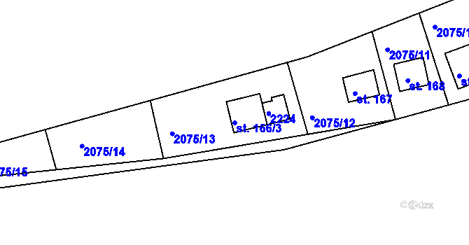 Parcela st. 166/3 v KÚ Dražice u Tábora, Katastrální mapa