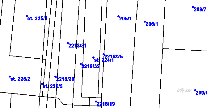 Parcela st. 2218/25 v KÚ Dražice u Tábora, Katastrální mapa