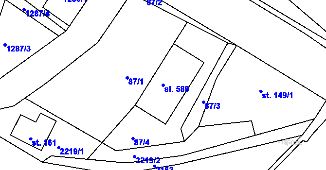Parcela st. 589 v KÚ Dražice u Tábora, Katastrální mapa
