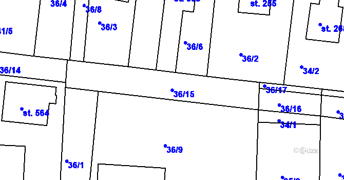 Parcela st. 36/15 v KÚ Dražice u Tábora, Katastrální mapa