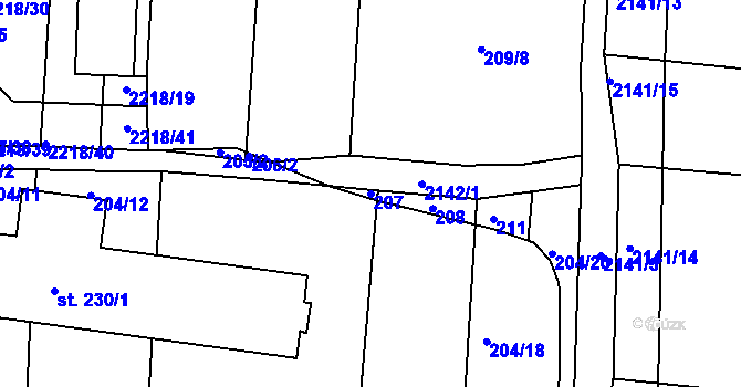 Parcela st. 207 v KÚ Dražice u Tábora, Katastrální mapa