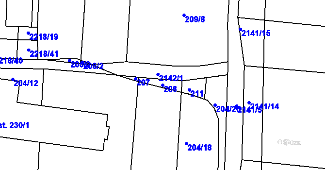 Parcela st. 208 v KÚ Dražice u Tábora, Katastrální mapa