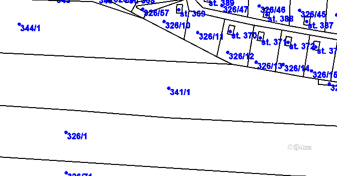 Parcela st. 341/1 v KÚ Dražice u Tábora, Katastrální mapa