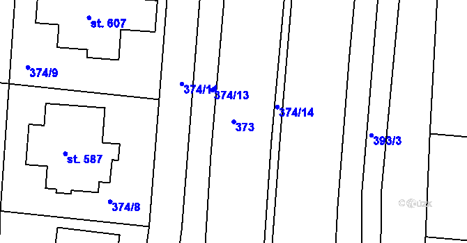 Parcela st. 373 v KÚ Dražice u Tábora, Katastrální mapa