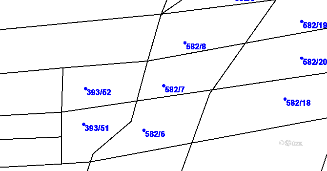 Parcela st. 582/7 v KÚ Dražice u Tábora, Katastrální mapa