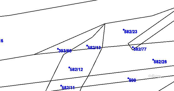 Parcela st. 582/13 v KÚ Dražice u Tábora, Katastrální mapa