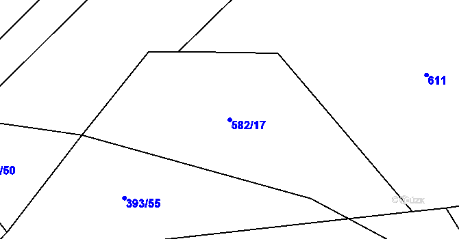Parcela st. 582/17 v KÚ Dražice u Tábora, Katastrální mapa