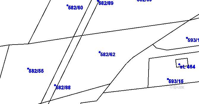 Parcela st. 582/62 v KÚ Dražice u Tábora, Katastrální mapa