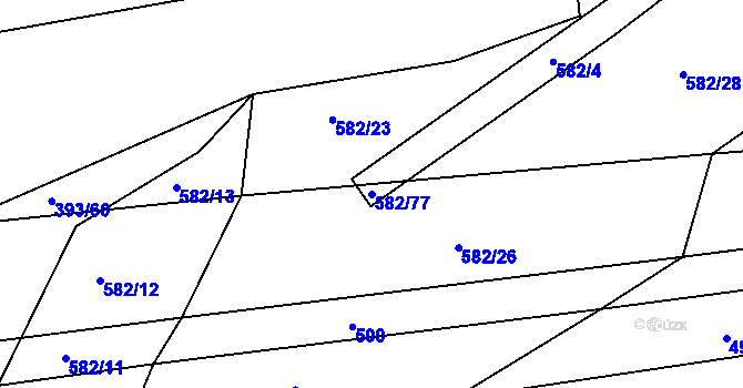 Parcela st. 582/77 v KÚ Dražice u Tábora, Katastrální mapa