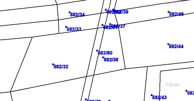 Parcela st. 582/80 v KÚ Dražice u Tábora, Katastrální mapa