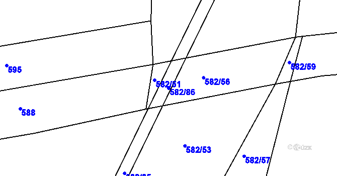 Parcela st. 582/86 v KÚ Dražice u Tábora, Katastrální mapa