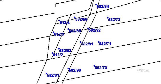 Parcela st. 582/91 v KÚ Dražice u Tábora, Katastrální mapa