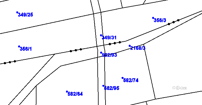 Parcela st. 582/93 v KÚ Dražice u Tábora, Katastrální mapa