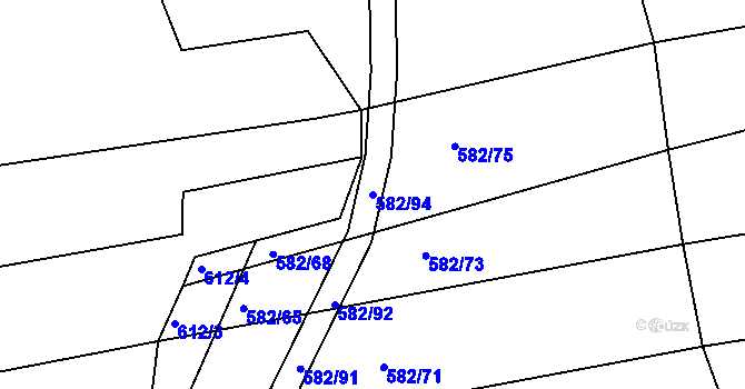 Parcela st. 582/94 v KÚ Dražice u Tábora, Katastrální mapa
