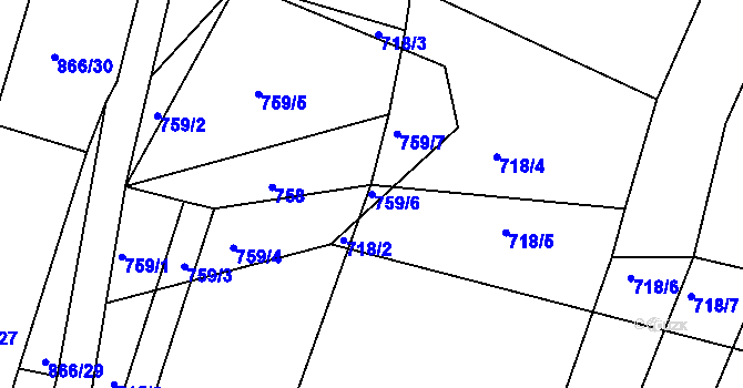 Parcela st. 759/6 v KÚ Dražice u Tábora, Katastrální mapa