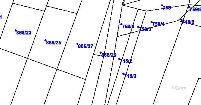 Parcela st. 866/29 v KÚ Dražice u Tábora, Katastrální mapa